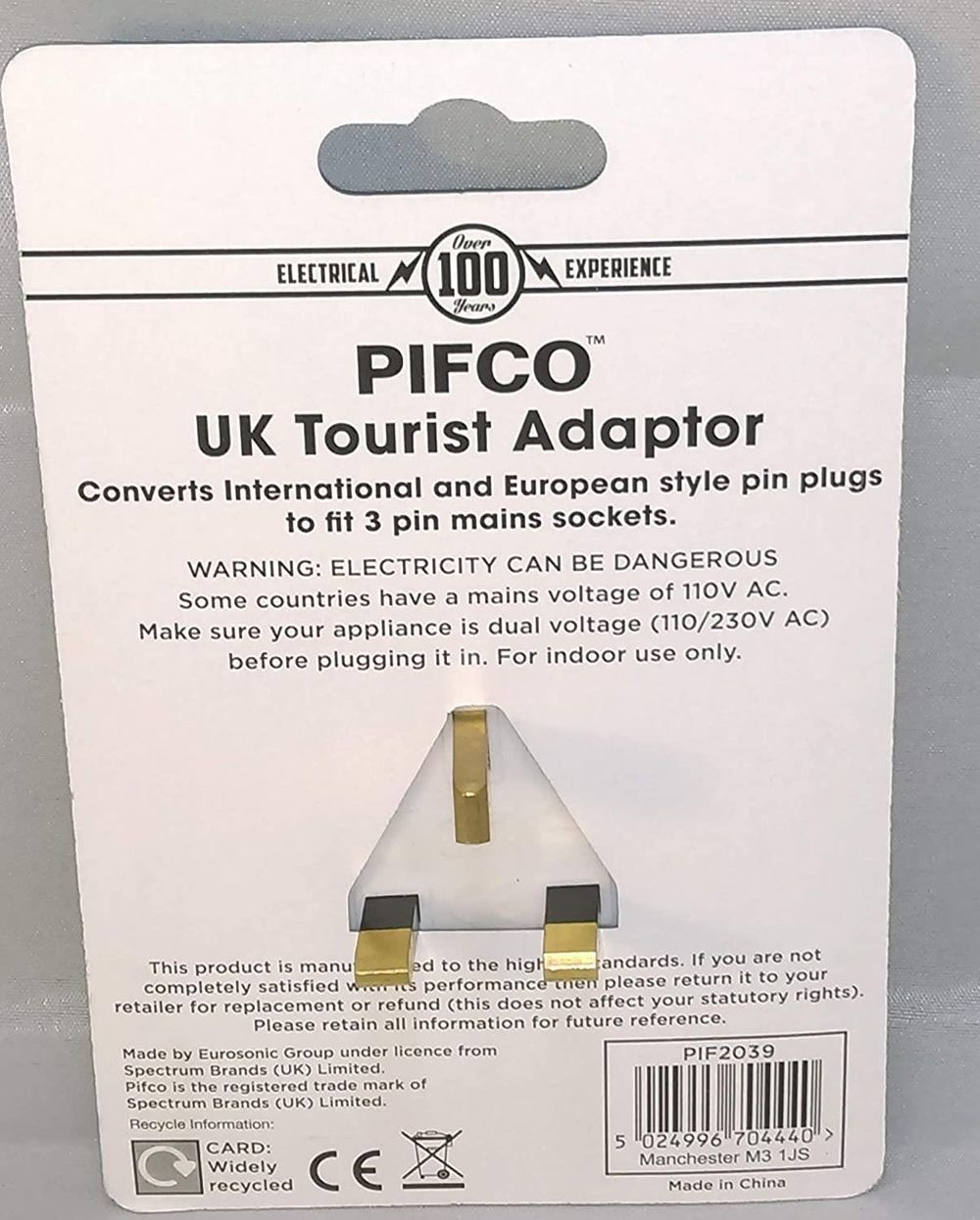 Eurosonic Travel Adaptor Plug:UK version