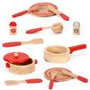 SOKA 14 PC Wooden Kitchen Red Cooking Set Pretend Role Play Set for Children