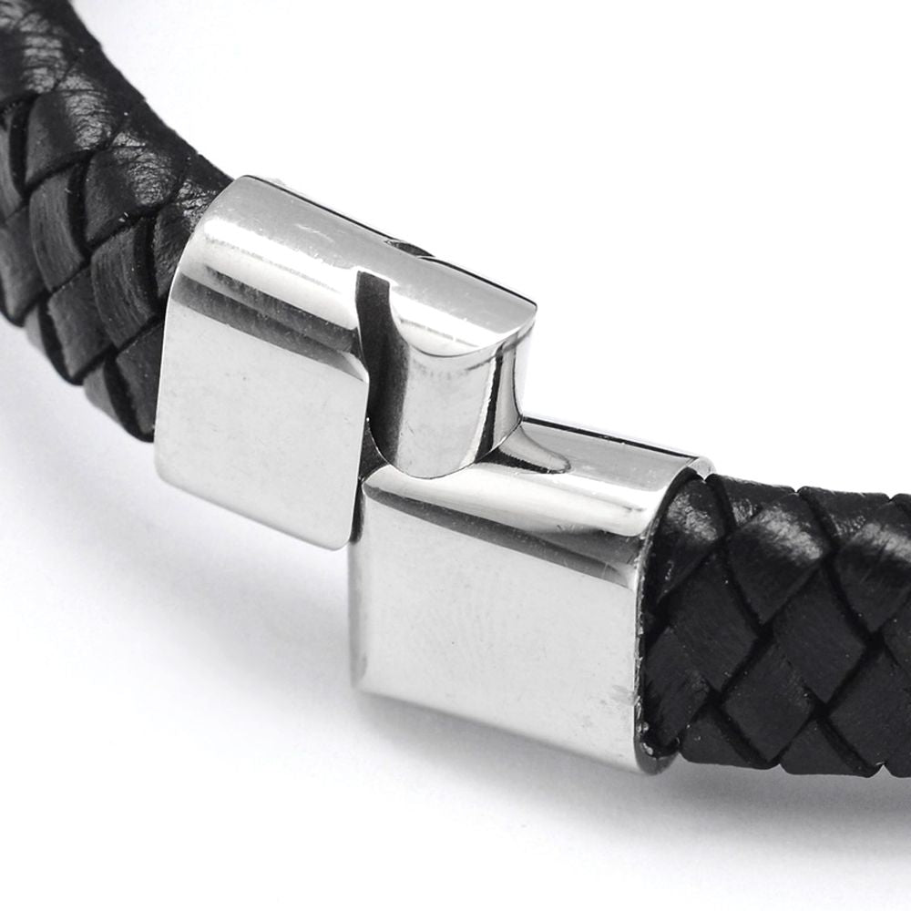 Men's Luxury Black Leather Bracelet
