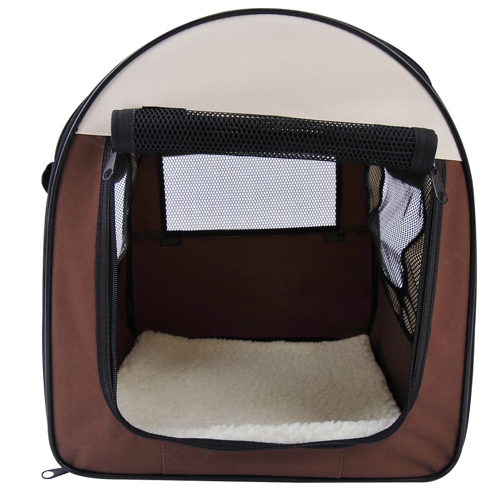 Folding Fabric Soft Pet Crate Dog Cat Travel Carrier Cage Kennel House Brown