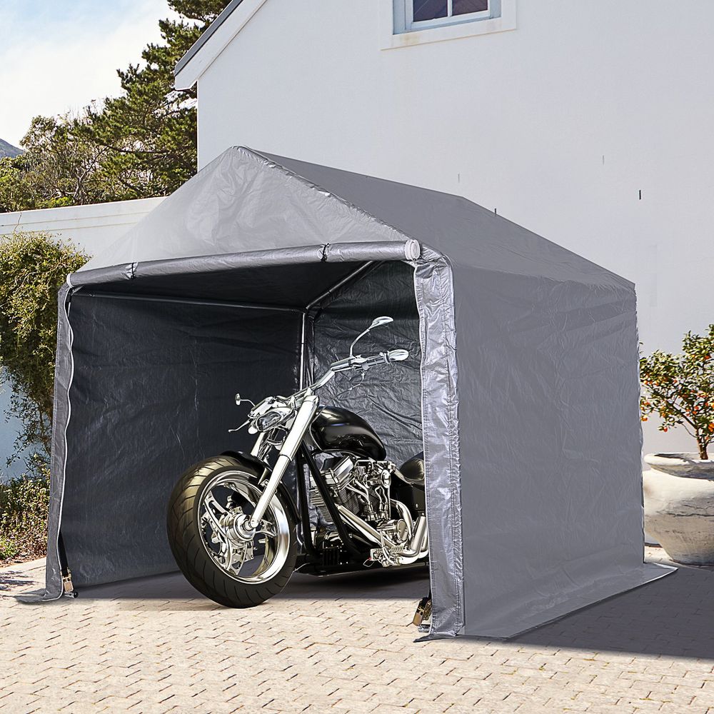2m x 2m Outdoor Galvanized Steel Carport Canopy Grey