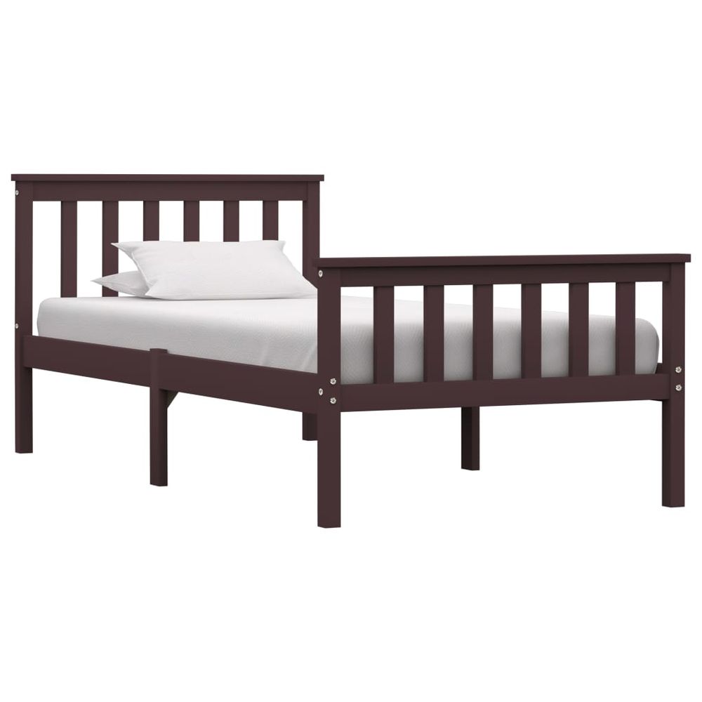 Contemporary Bed Frame White Solid Pinewood