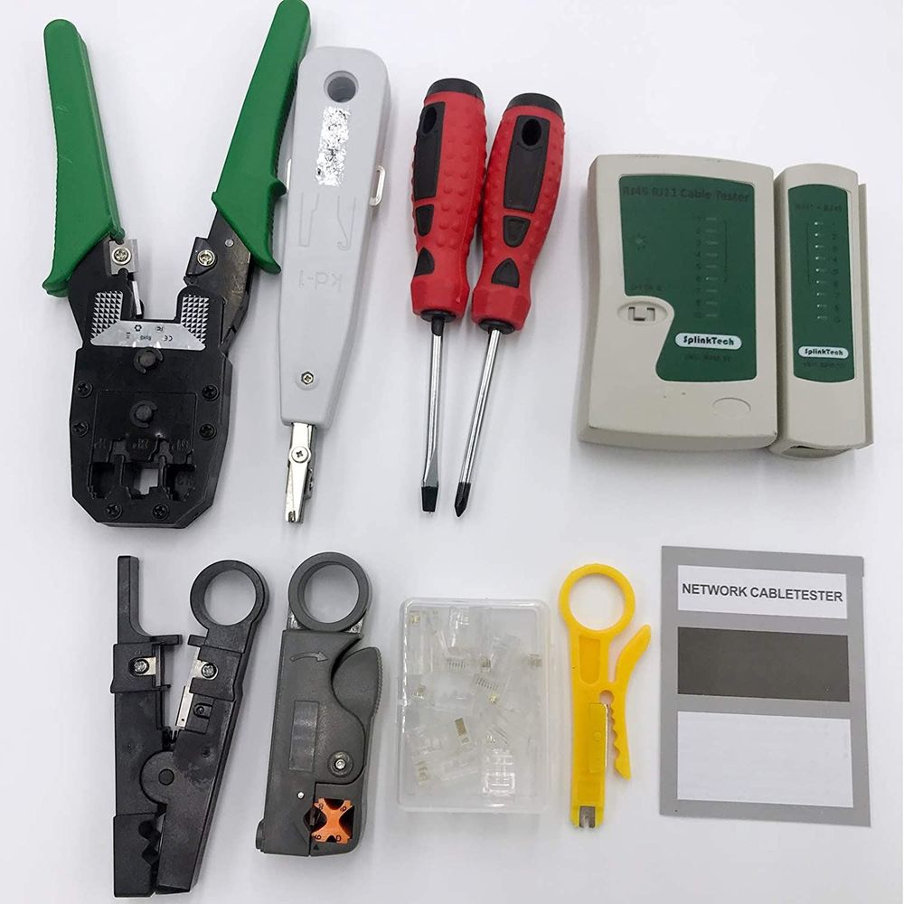 Networking Multipurpose Tool Kit Crimping Cutter & Cable Tester Stripper Punch