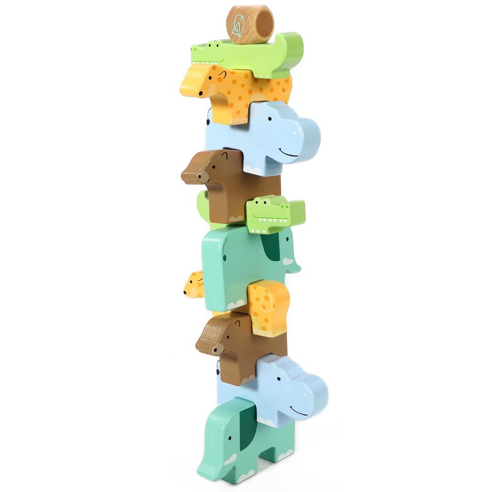 SOKA Wooden Wild Animal Stacking Toy Balancing Building Blocks 3 year old +