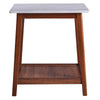 Wooden Side Table with Marble Effect Top & Shelf, Coffee End Table