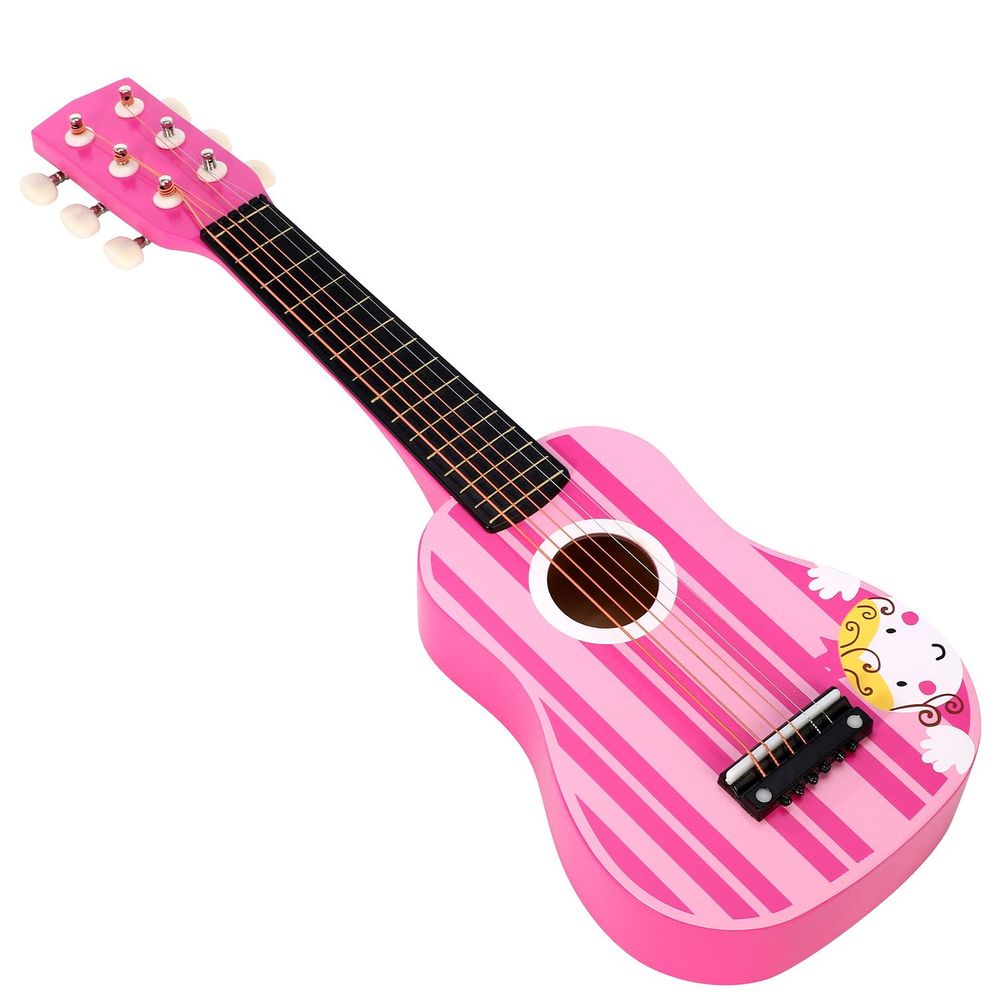 SOKA Wooden Pink Stripe Striped Pink Princess Guitar Children Girls Instrument
