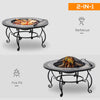 2-in-1 80cm Outdoor Fire Pit, Patio Heater with Cooking BBQ Grill