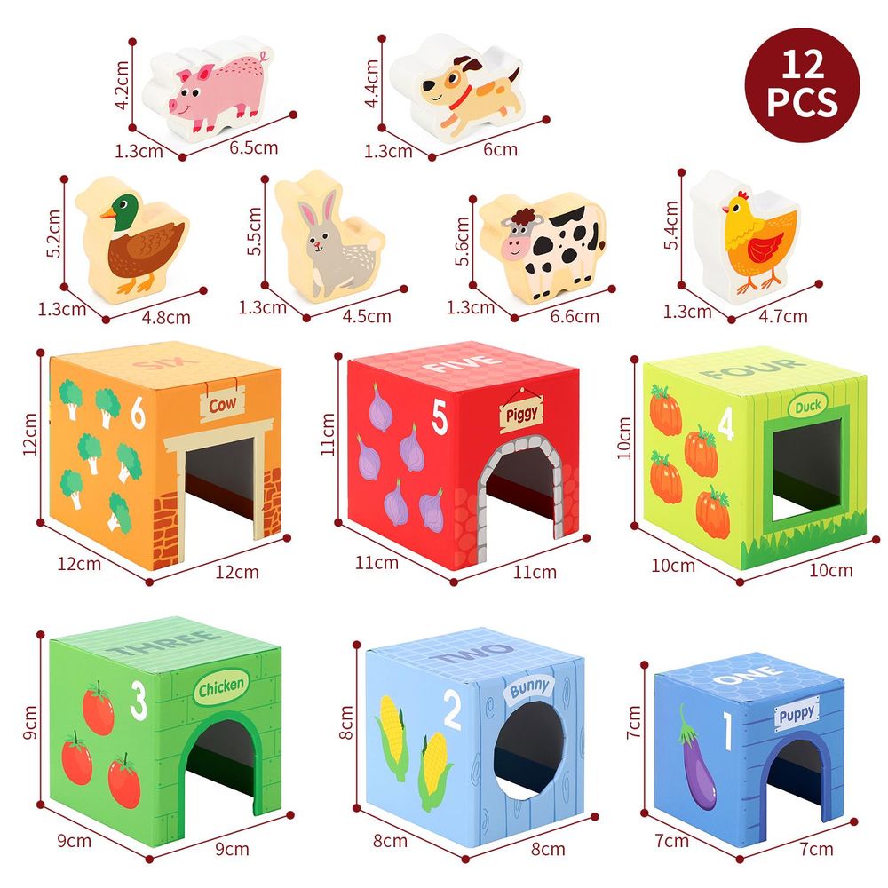 SOKA 12 Pcs Cardboard Farm Animals Stacking Cubes Educational Toy For Children