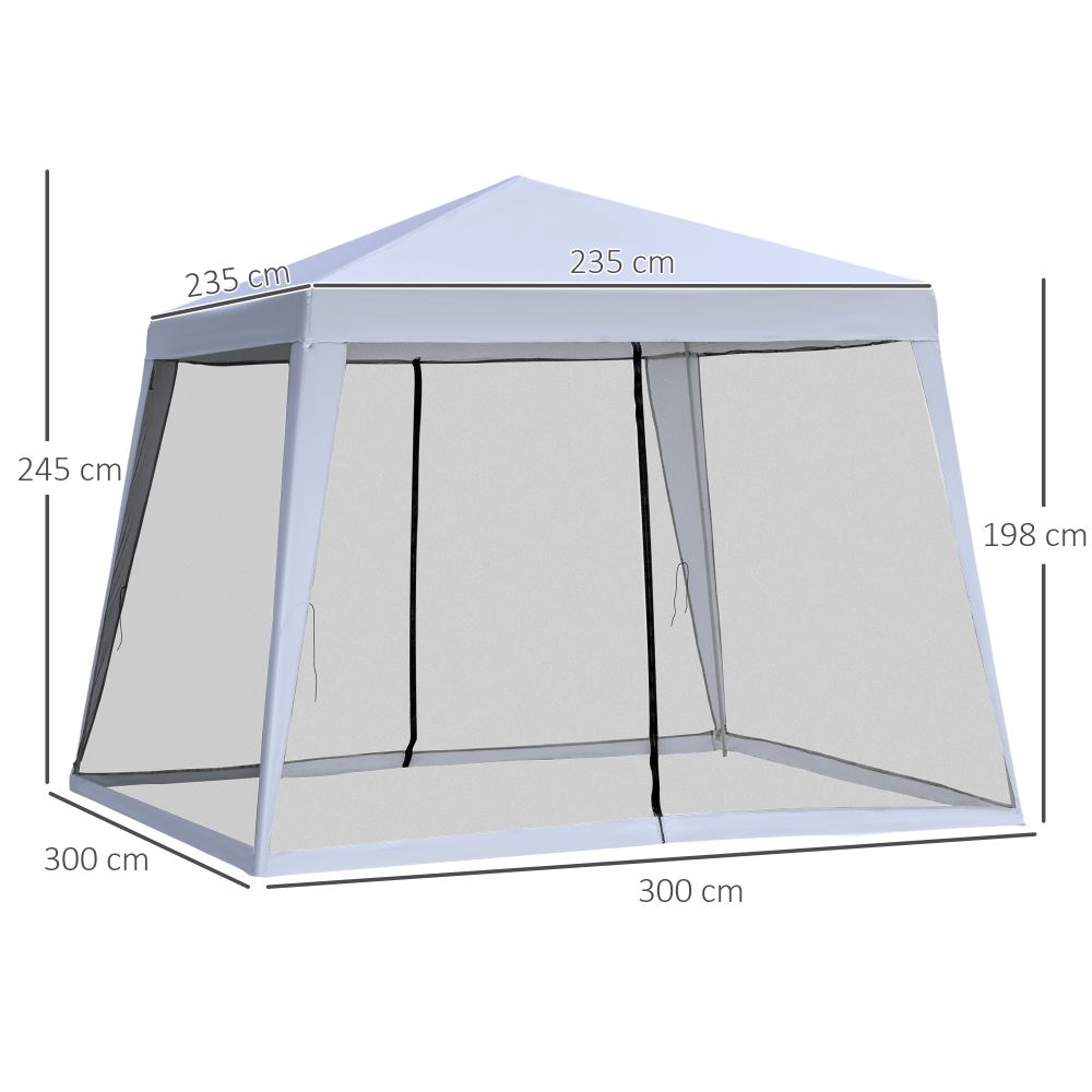 Outsunny 3x3m Outdoor Gazebo Tent W/Mesh Screen Walls-Grey