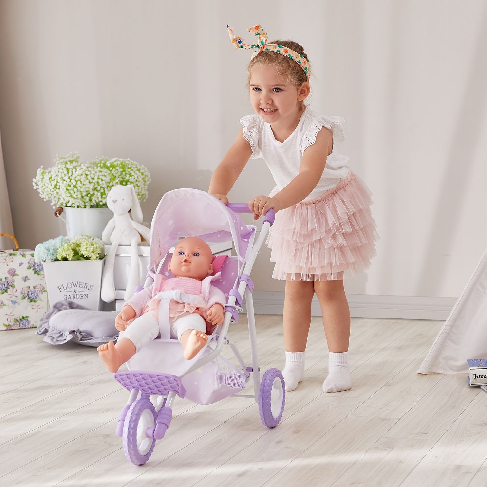 Olivia's Little World Dolls Star Pram Stroller Pushchair For Baby Dolls OL-00006