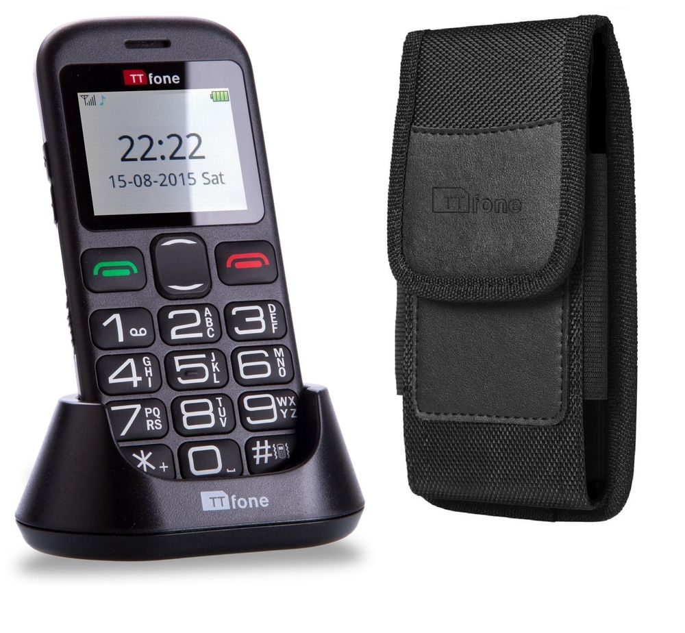 TTfone TT850 Jupiter 2 Senior Mobile Phone Big Buttons, Dock Charger  CB4 Nylon Case Vodafone PAYG Sim Card