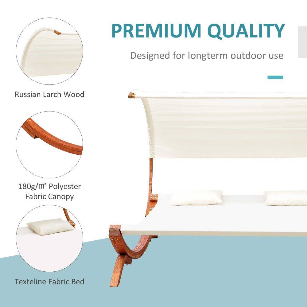 Hammock Chaise Wooden Double Sun Bed Lounger - Cream |  UK