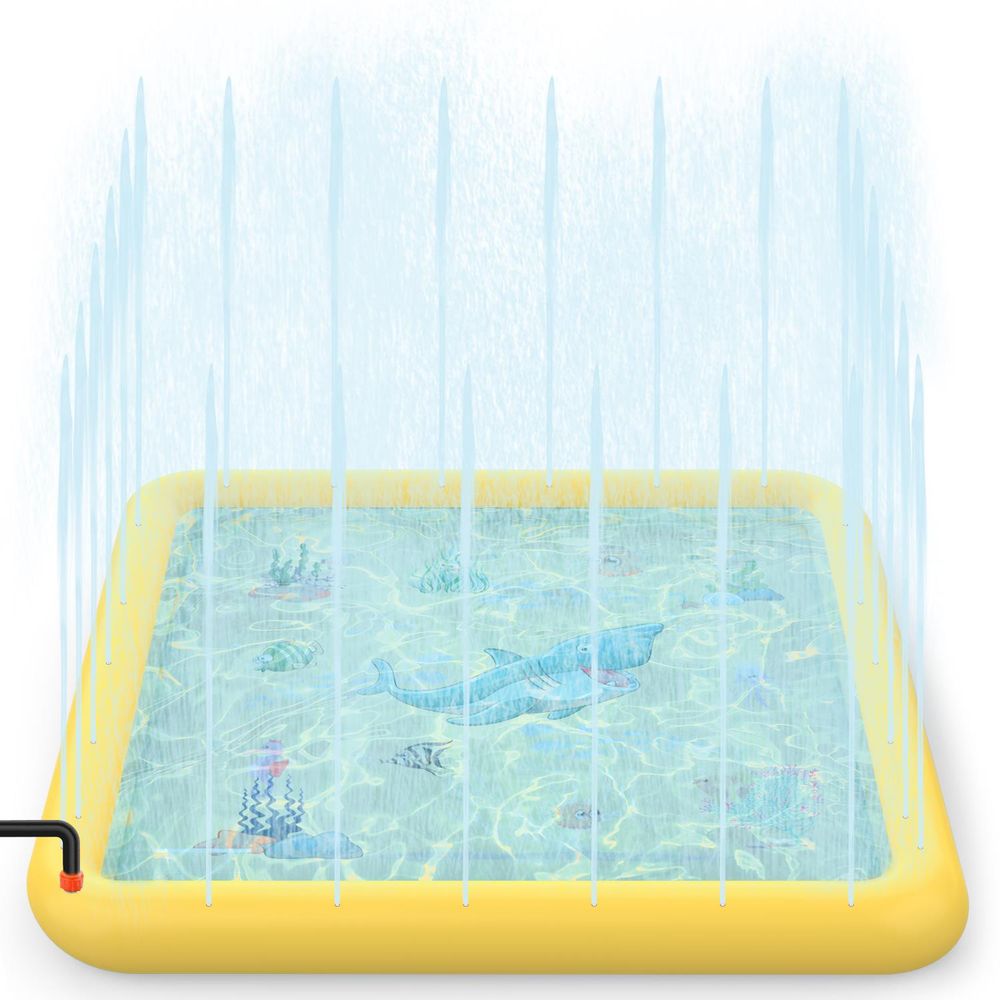 SOKA 168cm Square Inflatable Sprinkler Splash Pad Play Mat Water Summer Toy Kids - Yellow