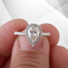 2.88Ct Pear-Cut Diamond Cushion Halo Bridal Engagement Ring 18Ct White Gold Over